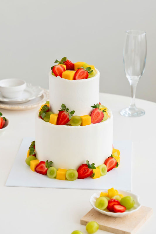 Two Tier Mixed Fruit Fresh Cream Cake