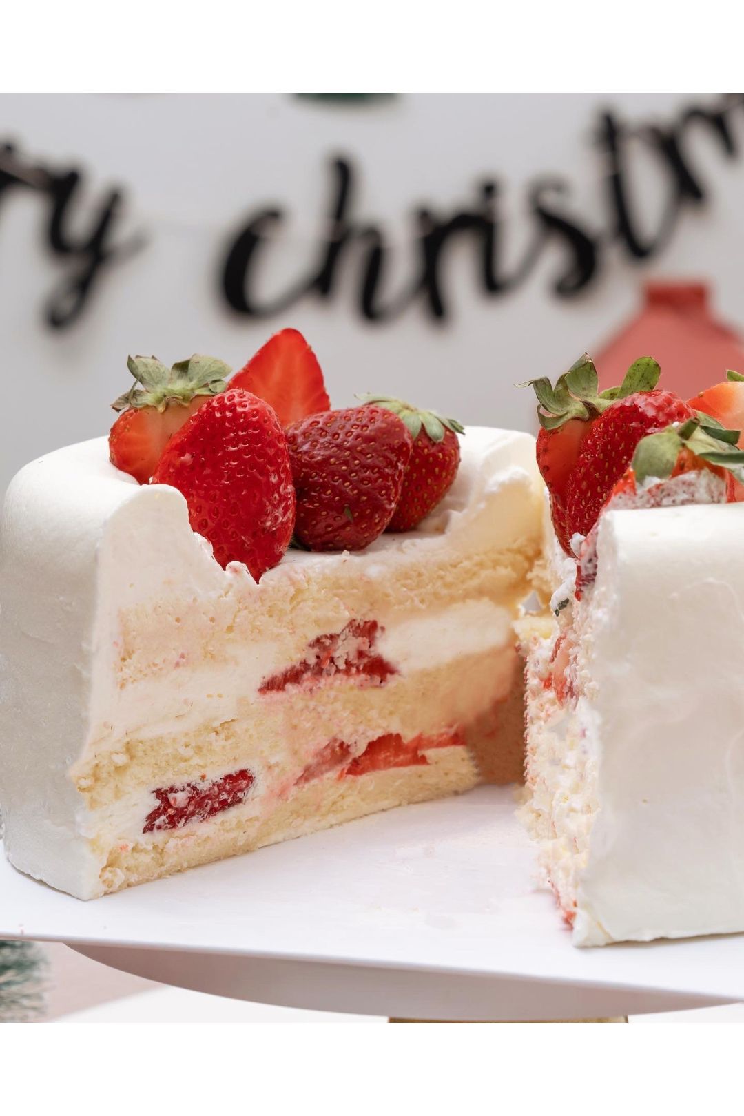 Slices and layers of Strawberry Cake