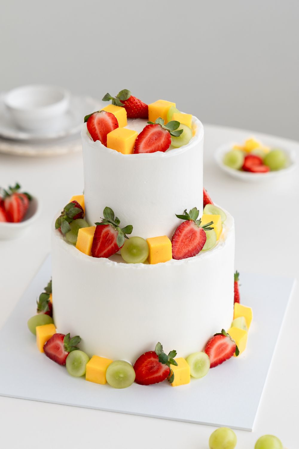 Two Tier Mixed Fruit Fresh Cream Cake