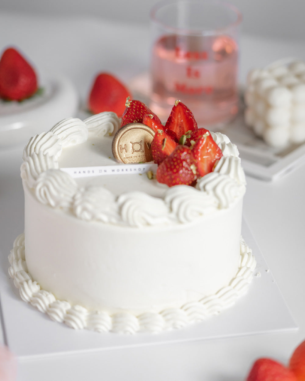 Strawberry Kekki Fresh Cream Cake - Vanilla sponge cake with fresh cream and strawberries by Hands On Workshop Academy