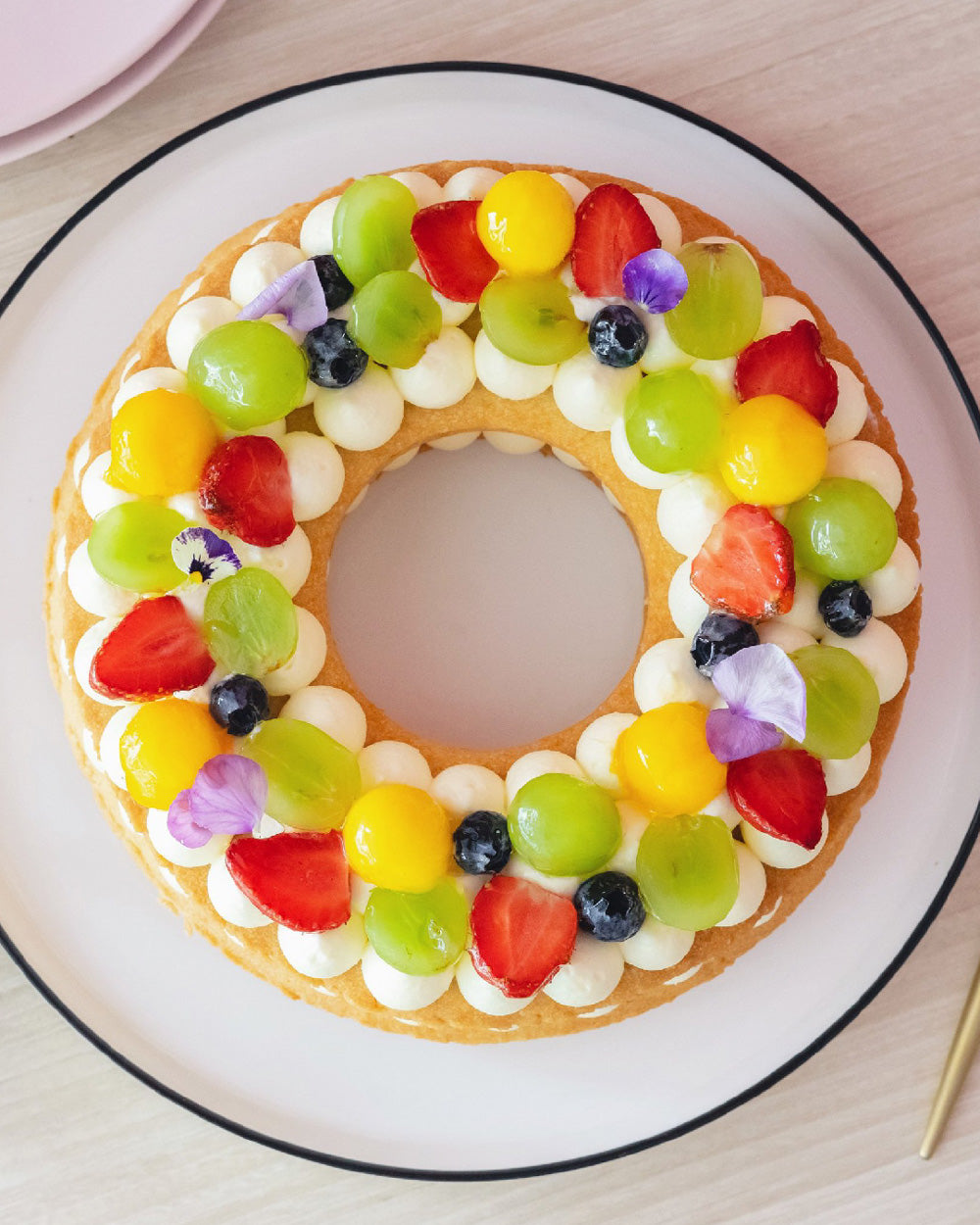Wreath cream cheese fruit tart